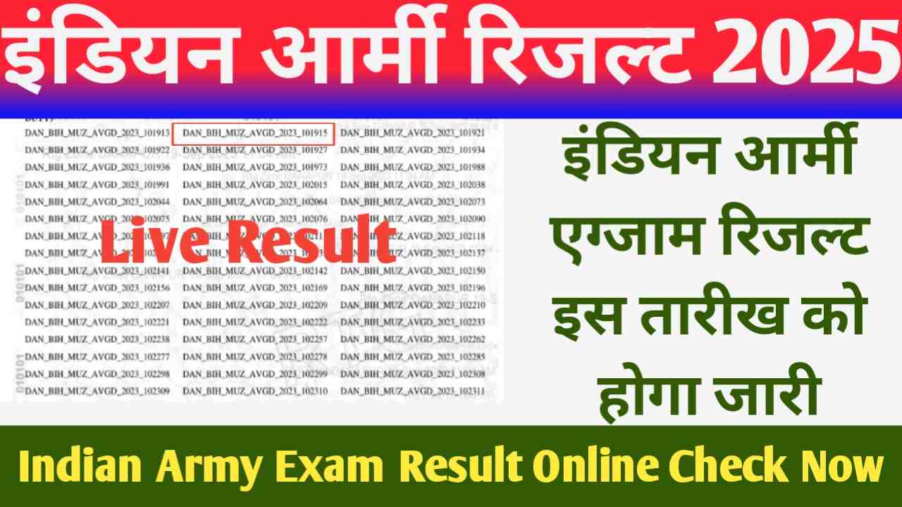 Indian Army Result 2025 Date